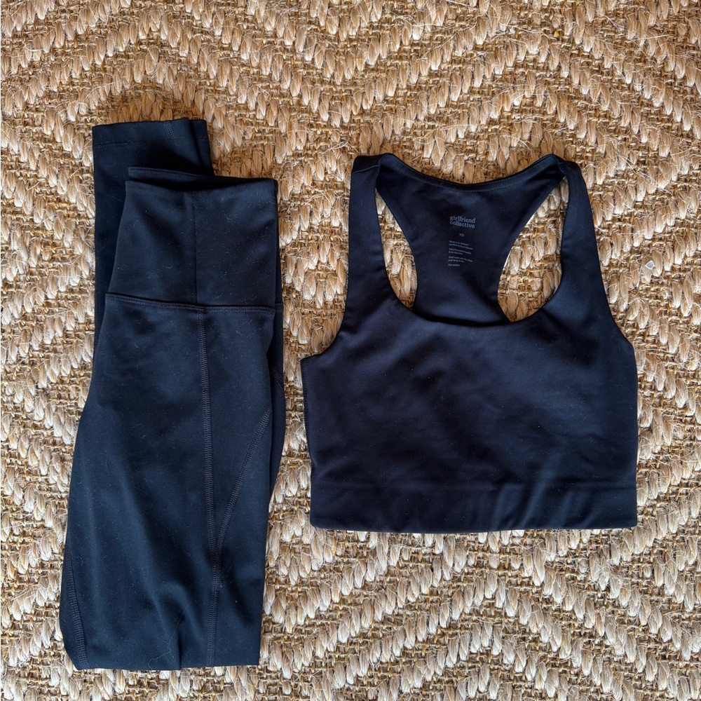 girlfriend collective Paloma bra & leggings set XS black
